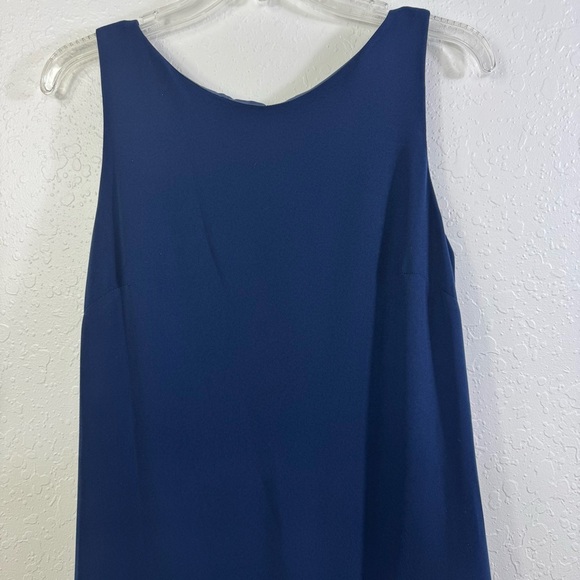 Trina Turk Alana navy‎ swing size 6 mock pleat Elegant Navy Fringe Dress nwt - Picture 3 of 14